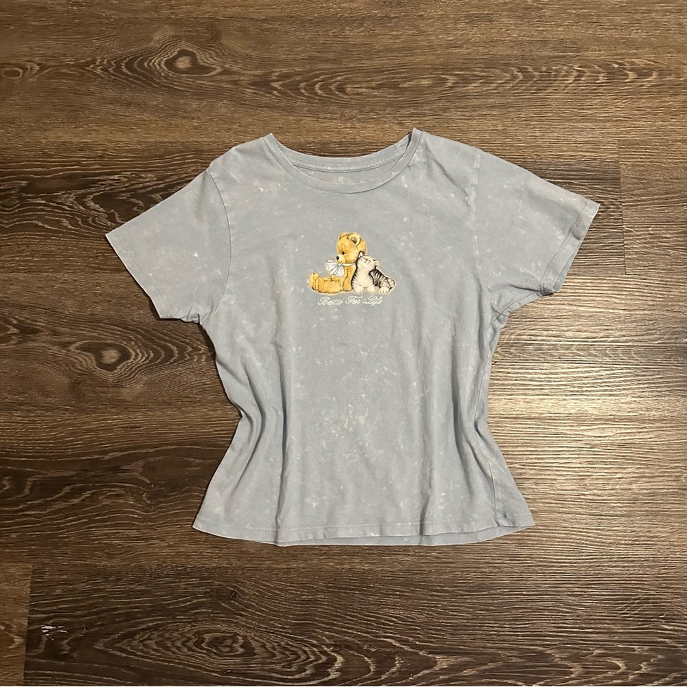 Y2K Blue Graphic baby tee